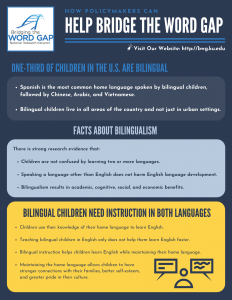 This image is the first page of the Bridging the Word Gap practitioner research brief on Dual Language Learners